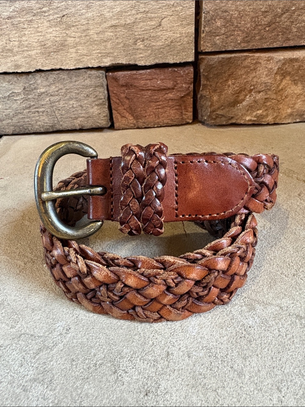 Ralph Lauren sz 28 brown leather braided woven belt